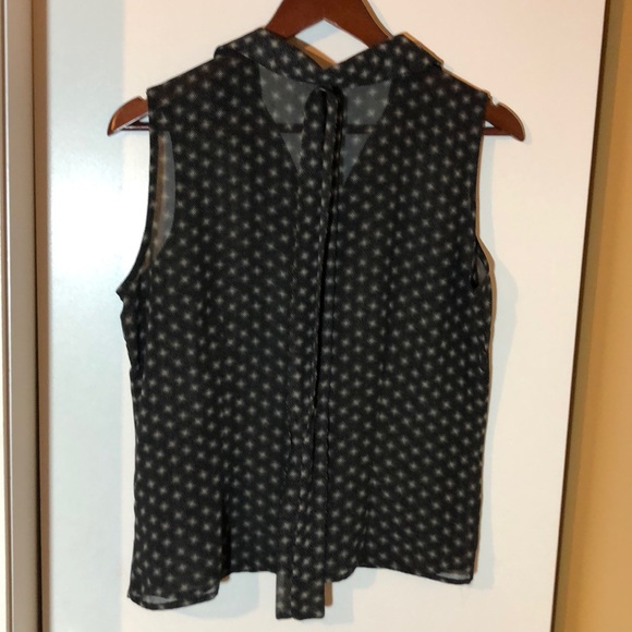 🍁 Sleeveless Sheer Tie Neck Blouse - Picture 4 of 5